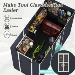 4*8ft Resin Storage Shed, High Quality Pp Material, Strong Structure, Waterproof, Rust And UV Proof, Large Storage Space,HD Window Lighting Dark Gray -House Furnish World GUEST 437fc711 91e2 4eaf b4f7 bd7451a1135a