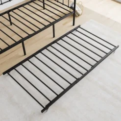 Twin Size Metal Daybed Frame With Trundle, Heavy Duty Steel Slat Support Sofa Bed Platform With Headboard, No Box Spring Needed, Black -House Furnish World GUEST 4400727d f480 4e6f bdaf e7fb6e06b3b5