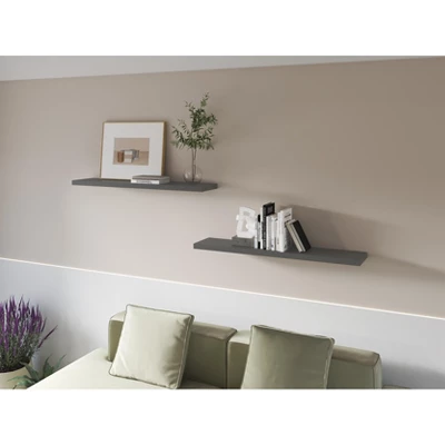 Greer Floating Shelf In Melamine X2, Grey 7 Greer Floating Shelf In Melamine X2, Grey - Image 7
