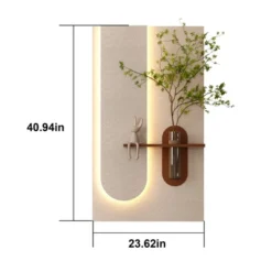 Adjustable 3-Color LED Sandstone Wall Decor With Simulated Green Plants,3D Art Sculpture, Glass Vase & Rabbit Statue, Remote Control Light Strips -House Furnish World GUEST 44fc93b7 7a39 4d94 8096 25fbf9820d40