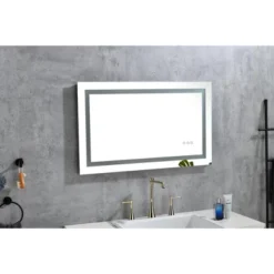 40 X 28 Inch LED Bathroom Mirror With Front And Backlight, Wall Mounted Vanity Mirror, Anti-Fog, Memory, 3 Colors, Stepless Dimmable -House Furnish World GUEST 45299aab 6241 4137 9243 0d8b753a4bdd