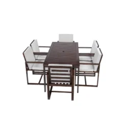 Patio Dining Set Outdoor Dining Table And Chair Set With And Removable Cushions For Patio, Backyard, Garden, Dark Brown -House Furnish World GUEST 4576b6e5 b215 4e92 8577 4a398d89a7ab