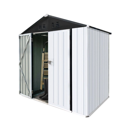 Outdoor Storage Sheds 6FTx4FT Apex Roof White+Black 4 Outdoor Storage Sheds 6FTx4FT Apex Roof White+Black - Image 4