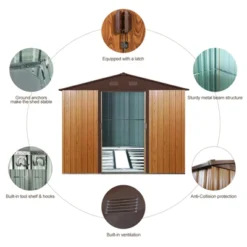 8ft X 10ft Outdoor Metal Storage Shed With Metal Foundation,Coffee 16 8ft X 10ft Outdoor Metal Storage Shed With Metal Foundation,Coffee -House Furnish World GUEST 467ec7c4 a06d 4a1c 875d 6c1f7c96e65f