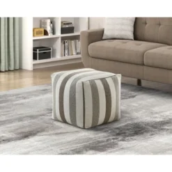 Modern Square Pouf Multi-Color Jacquard Fabric Upholstered Ottoman, Non-Slip Floor Pouf, Bean Bag Chair, 1pc Sitting Pouf -House Furnish World GUEST 468f33f0 3418 4ea8 819b dd4678ee3b32