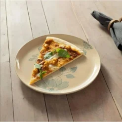 Off-White Round Ceramic Printed Dinner Plate ¨C Elegant Dining Plate For Every Meal-9.8in Dia