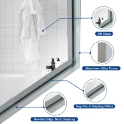 40x30inch Silver Rectangular Wall-mounted Beveled Bathroom Mirror,Square Angle Metal Frame Wall Mounted Bathroom Mirrors For Wall -House Furnish World GUEST 4895b086 c5f5 4393 9d91 e46a3f2af0d1