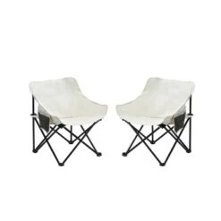 2PCS Outdoor Camping Chairs Folding/Portable, Carry Bag ,Beige -House Furnish World GUEST 49882b33 5b08 4b6d 9c73 c8e3bfb29340