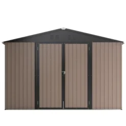 10' X 10' Metal Storage Shed For Ourdoor, Steel Yard Shed With Design Of Lockable Doors, Utility And Tool Storage For Garden, Backyard,Outside Use -House Furnish World GUEST 4a118083 22ed 48b0 b5a8 c60de800d8b7