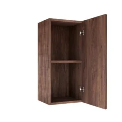 14" Wall-Mounted Floating Striped Bathroom Vanity Side Cabinet With Door And Shelf, (Suitable For NOOR Bathroom Vanity), Retro Walnut Woodgrain Color