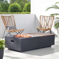 Outdoor 50,000 BTU Lightweight Concrete Rectangular Fire Pit Table With Storage, Dark Gray And Natural Brown (Tank Cover Not Included) 20 Outdoor 50,000 BTU Lightweight Concrete Rectangular Fire Pit Table With Storage, Dark Gray And Natural Brown (Tank Cover Not Included) -House Furnish World GUEST 4b1c4d72 740d 40c4 a8f2 60ef1d5fbea4
