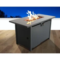 43" Smoked Glass Metal Rectangle Fire Pit -House Furnish World GUEST 4b626351 787d 4a2d 9a46 7317bb911440