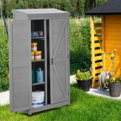 Outdoor Storage Cabinet And Metal Top,Garden Storage Shed,Outdoor 68 Inches Wood Tall Shed For Yard And Patio -House Furnish World GUEST 4e53f579 92fe 4634 ac32 cb9c026a31c2