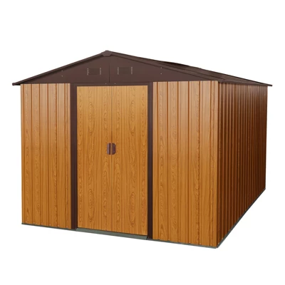 8ft X 10ft Outdoor Metal Storage Shed With Metal Foundation,Coffee 3 8ft X 10ft Outdoor Metal Storage Shed With Metal Foundation,Coffee - Image 3