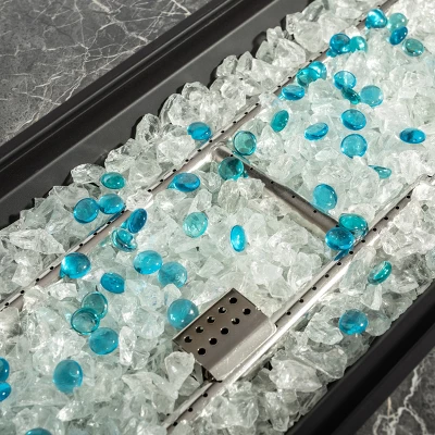 44" Propane Gas Fire Pit Table, 50000 BTU Rectangular Fire Pit, Tile Tabletop With Beautiful Wicker Base For Outside Patio Deck Garden Courtyard-Brown 9 44" Propane Gas Fire Pit Table, 50000 BTU Rectangular Fire Pit, Tile Tabletop With Beautiful Wicker Base For Outside Patio Deck Garden Courtyard-Brown - Image 9