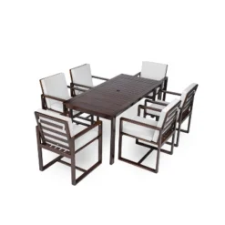 Patio Dining Set Outdoor Dining Table And Chair Set With And Removable Cushions For Patio, Backyard, Garden, Dark Brown -House Furnish World GUEST 4eb76261 3514 428e 85bd bcd9b8a4b12e