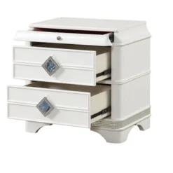 Laguna Modern Style 2-Drawer Night Stand Made With Wood, Hidden Jewelry Drawer And Crystal Accents In White Same As G150108982 (NJ Inventory) -House Furnish World GUEST 4fb93102 1c4f 42fd 9be3 f28ff09e6742