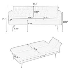 67.71 Inch Polyester Sofa Bed With Adjustment Armres -House Furnish World GUEST 4fd29974 630e 43e1 899d 686e4c874f65