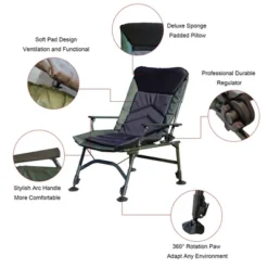 Camping Lounge Chair, Portable Folding Reclining Camping Chair With Adjustable Backrest For Indoor And Outdoor Camping Hiking Fishing,Green+black -House Furnish World GUEST 50fefdf7 f878 418b b39d c6db46cb8ea3