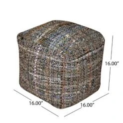 Koki Handcrafted Fabric Pouf, Khaki -House Furnish World GUEST 515c3be1 ed20 4ecf bb7e 09c3f8a2c453