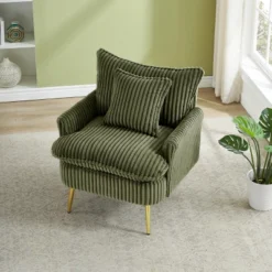30.31 Inch Single Chair Fashion Sofa, Green Sofa, Coarse Polyester Polyester, Soft And Comfortable, Suitable For Apartment Office Living Room Bedroom -House Furnish World GUEST 51c6a998 dc49 4521 9c38 508068dca72d