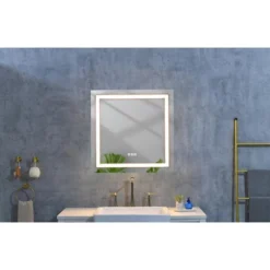 36inx 36inLED Bathroom Mirror With Front And Backlight, Wall Mounted Vanity Mirror, Anti-Fog, Memory, 3 Colors, Stepless Dimmable -House Furnish World GUEST 51de7244 26e8 4c8f bc86 508b5897f81b