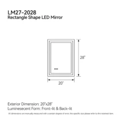 20in*28in LED Bathroom Mirror,Front-Lit And Back-Lit, Stepless Dimmable, 3 Colors CRI90+, Brightness Memory, Shatter-Proof,Anti-fog LED Vanity Mirror -House Furnish World GUEST 51de9d9c 49c2 41c2 8f84 0de65ed1d933