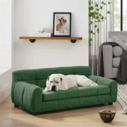 Soft And Comfortable Pet Sofa With Backrest And Armrests, Suitable For Modern Rectangular Pet Sofas For Small And Medium-sized Dogs-Green -House Furnish World GUEST 52333829 9e34 4f48 8555 c3b1b73a573f