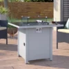 30" Metal Fire Pit With Powder-Coated Finish And Smoked Glass Top