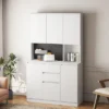 74inKitchen Pantry Cabinet With Charging Station,Freestanding Buffet Cupboards Sideboard With Drawer,with Microwave Stand For Kitchen,Dinning Room