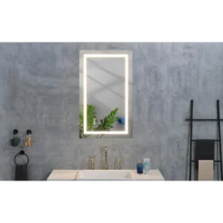 40 X 28 Inch LED Bathroom Mirror With Front And Backlight, Wall Mounted Vanity Mirror, Anti-Fog, Memory, 3 Colors, Stepless Dimmable -House Furnish World GUEST 5391f88b 0037 4d81 b871 9991d12e31cc