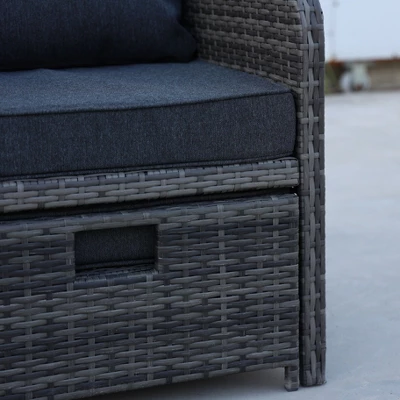 5 Pieces Wicker Patio Furniture Set Outdoor Patio Chairs With Ottomans Conversation Furniture With Coffetable For Poolside Garden Balcony 8 5 Pieces Wicker Patio Furniture Set Outdoor Patio Chairs With Ottomans Conversation Furniture With Coffetable For Poolside Garden Balcony - Image 8