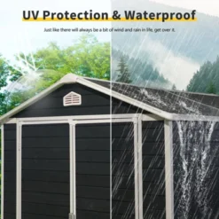 6 Ft X 8 Ft Resin Outdoor Storage Shed Kit-Perfect To Store Patio Furniture,Black -House Furnish World GUEST 5606e91e ebf3 4f42 aa71 8d39a069b4fc