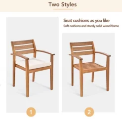 GO Outdoor Wood Dining Set For 7-8 Person, Outdoor Dining Furniture With Removable Cushions, Ergonomic Chairs And Bench, Thicker Table, Nature -House Furnish World GUEST 56401a89 5dd6 4367 88e5 c9c97ee4b104