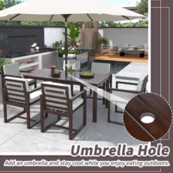 Patio Dining Set Outdoor Dining Table And Chair Set With And Removable Cushions For Patio, Backyard, Garden, Dark Brown -House Furnish World GUEST 566d8a42 1a77 4fa2 ba4c 70cc960b6a72