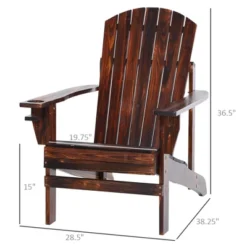 Outsunny Wooden Adirondack Chair, Outdoor Patio Lawn Chair With Cup Holder, Weather Resistant Lawn Furniture, Classic Lounge For Deck, Garden,Brown -House Furnish World GUEST 56990382 c135 4b3f b19f a7e919621948