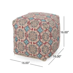 Amelia Handcrafted Fabric Pouf, Multicolored -House Furnish World GUEST 572f9c21 6298 4880 a6dc 5eb1580e6aad