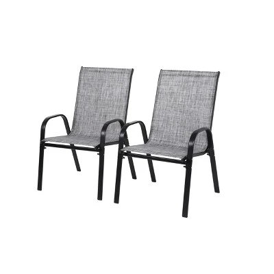 2 Piece Patio Chairs,Outdoor Camping Chairs With Breathable Textilene Fabric,Set Of 2 Chairs With Armrest High Backrest For Garden,Space Saving( Grey) 6 2 Piece Patio Chairs,Outdoor Camping Chairs With Breathable Textilene Fabric,Set Of 2 Chairs With Armrest High Backrest For Garden,Space Saving( Grey) - Image 6