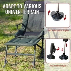 Camping Lounge Chair With Detachable Footrest, Portable Folding Camping Chair With Adjustable Backrest For Outdoor Camping Fishing, Green+black -House Furnish World GUEST 58cbf35d bdd2 4b37 8900 fcccbf181fa4