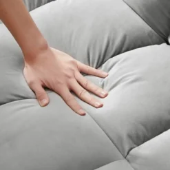 Modern Polyester Loveseat Futon Sofa Couch W/Polyesterllout Bed,Small Love Seat Lounge Sofa W/Reclining Backrest,Toss Pillows, Pockets -House Furnish World GUEST 59f8f112 80c0 4e79 9e57 289e8884989c