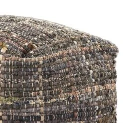 Koki Handcrafted Fabric Pouf, Khaki -House Furnish World GUEST 5a85b2ff 357d 4052 a14e aa883dfac13b
