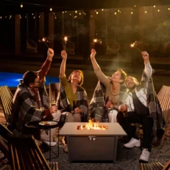 25" H X 42" W Steel Outdoor Fire Pit Table With Lid