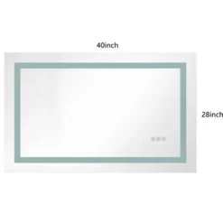 40 X 28 Inch LED Bathroom Mirror With Front And Backlight, Wall Mounted Vanity Mirror, Anti-Fog, Memory, 3 Colors, Stepless Dimmable -House Furnish World GUEST 5ad0ae39 0483 40c5 9357 7a4bec10ee15