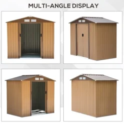 Outsunny 7' X 4' Outdoor Storage Shed, Garden Tool House With Foundation, 4 Vents And 2 Easy Sliding Doors For Backyard, Patio, Garage, Lawn, Yellow -House Furnish World GUEST 5af3d1f3 dd04 44ea 84d1 42e1d784cb6f