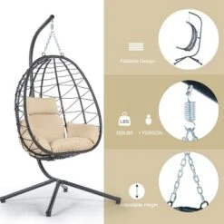 Egg Chair With Stand Indoor Outdoor Swing Chair Patio Wicker Hanging Egg Chair Hanging Basket Chair Hammock Chair With Stand For Bedroom Room Balcony -House Furnish World GUEST 5b0c99bc 460e 4007 87f0 ec1338092775