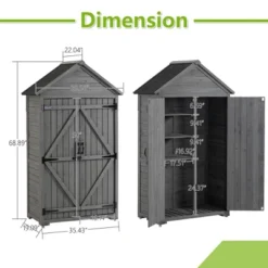Outdoor Storage Cabinet, Garden Wood Tool Shed, Outside Wooden Shed Closet With Shelves And Latch For Yard 39.56"x 22.04"x 68.89" -House Furnish World GUEST 5d3a9d49 118f 4282 bbe1 cdec73fd53f6