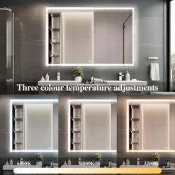 60x40 Inch Oversized LED Bathroom Mirror Wall Mounted Mirror With 3 Color Modes Aluminum Frame Large Wall Mirror For Bathroom -House Furnish World GUEST 5d6ca7f1 1286 49e3 8a0f fb089f525ea0