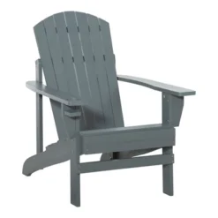 Outsunny Wooden Adirondack Chair, Outdoor Patio Lawn Chair With Cup Holder, Weather Resistant Lawn Furniture, Classic Lounge For Deck, Garden,Grey -House Furnish World GUEST 5d8d081f a353 46ae aa29 34d6bf8d5679