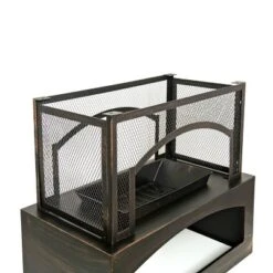 37-Inch Rectangular Metal Outdoor Wood Burning Fireplace,Outdoor Fireplace With Built-in Log Storage And Poker-Brushed Bronze,Log Burner Fire Pit -House Furnish World GUEST 5e1073e3 18ce 41dd b224 3a28a83b4d19