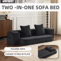 Ebern Designs Transformable Sectional Sofa With 3 Ottoman Stools - Supportive Polyester Fold-Out Bed, Compact Polyester Lounger For Small Spaces Home -House Furnish World GUEST 5e283cad 4220 4e2f 8566 d54764023117